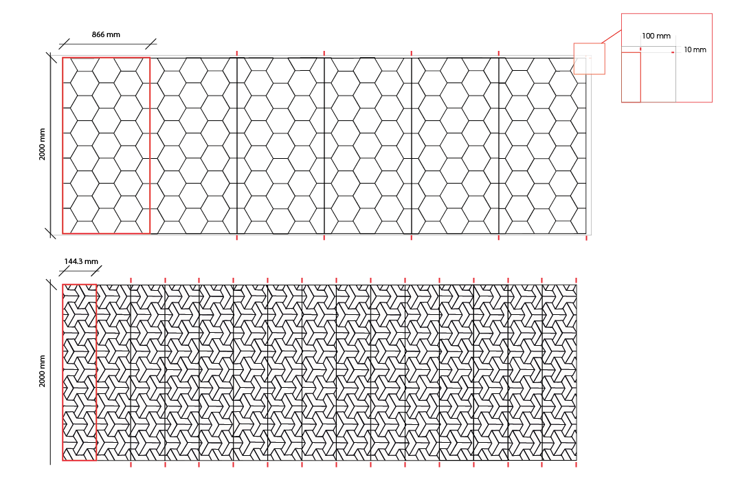 Examples of two design repeat lengths